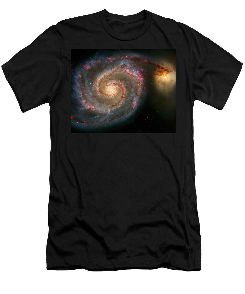 Astronomy T-Shirt featuring the photograph The Whirlpool Galaxy M51 And Companion by Don Hammond