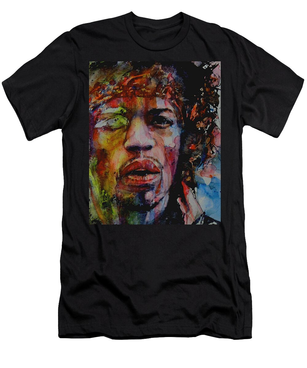 Hendrix T-Shirt featuring the painting There Must Be Some Kind Of Way Out Of Here by Paul Lovering