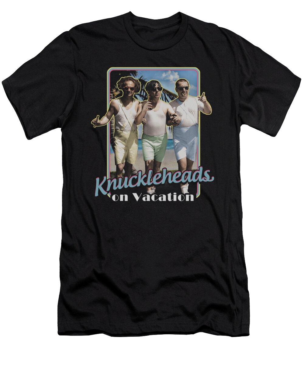The Three Stooges T-Shirt featuring the digital art Three Stooges - Knucklesheads On Vacation by Brand A