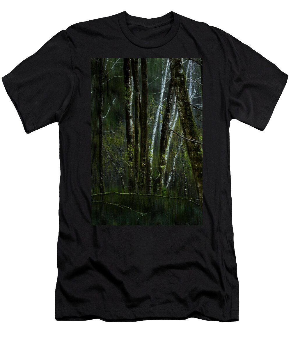 Woods T-Shirt featuring the photograph Through a Glass . . . Darkly by Belinda Greb