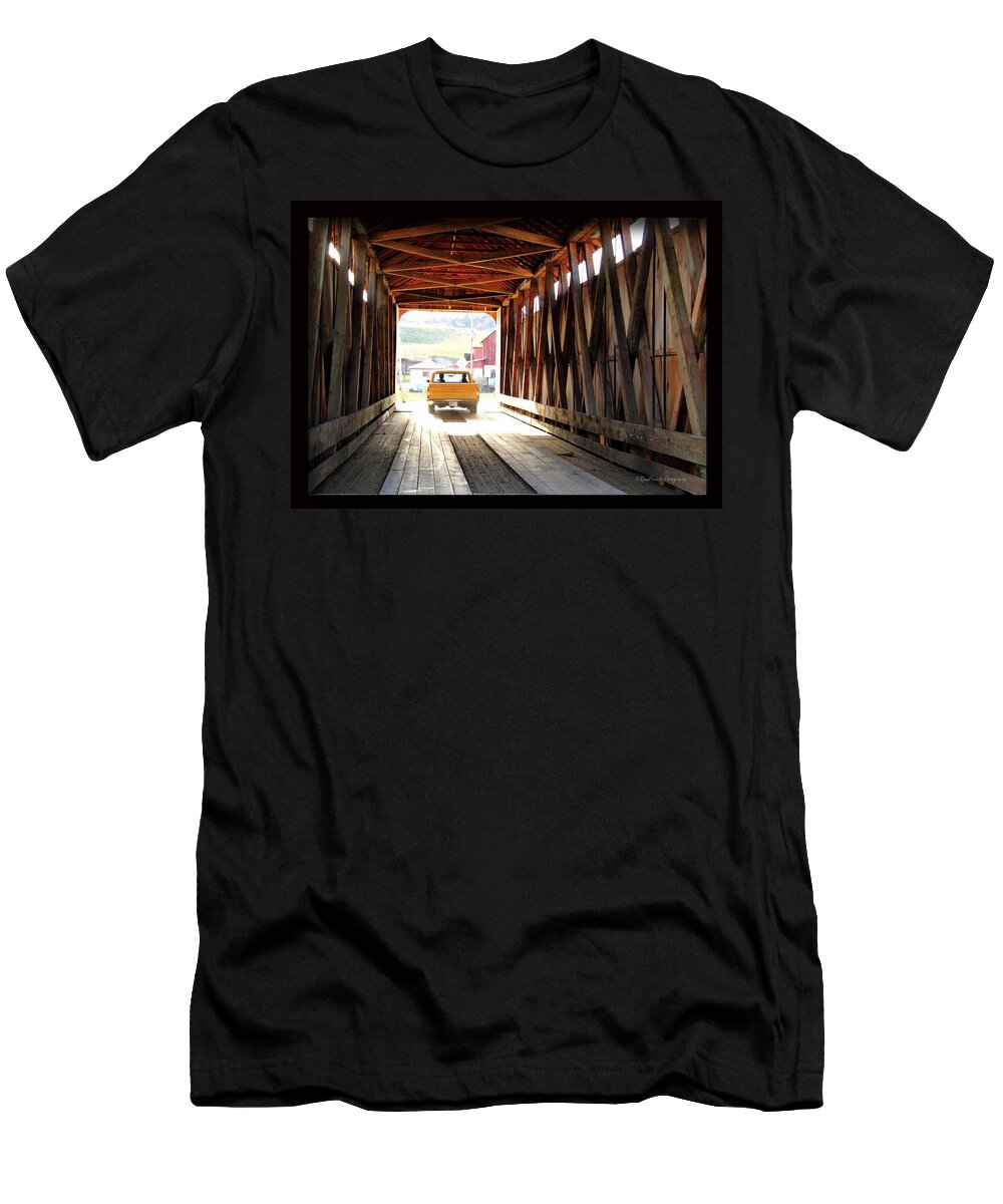 Covered Bridge T-Shirt featuring the photograph TIme Portal by PJQandFriends Photography