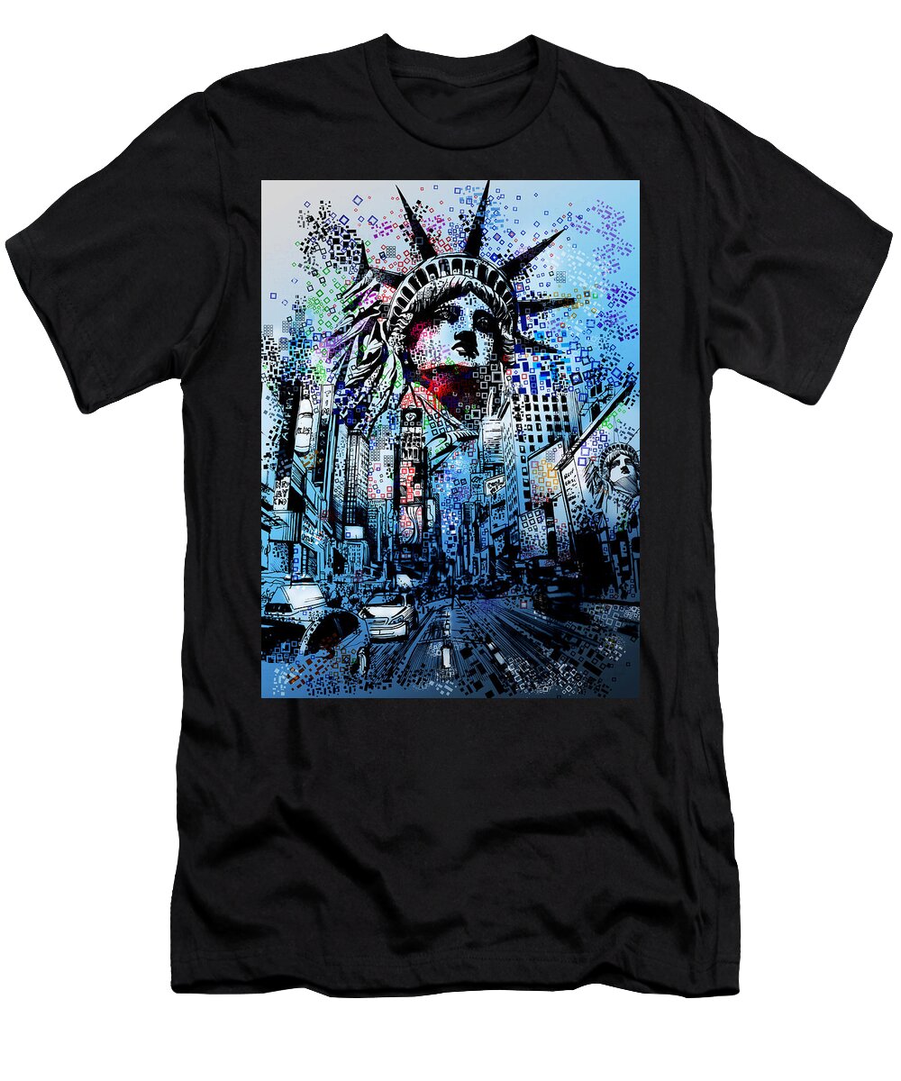 New York T-Shirt featuring the painting Times Square 2 by Bekim M