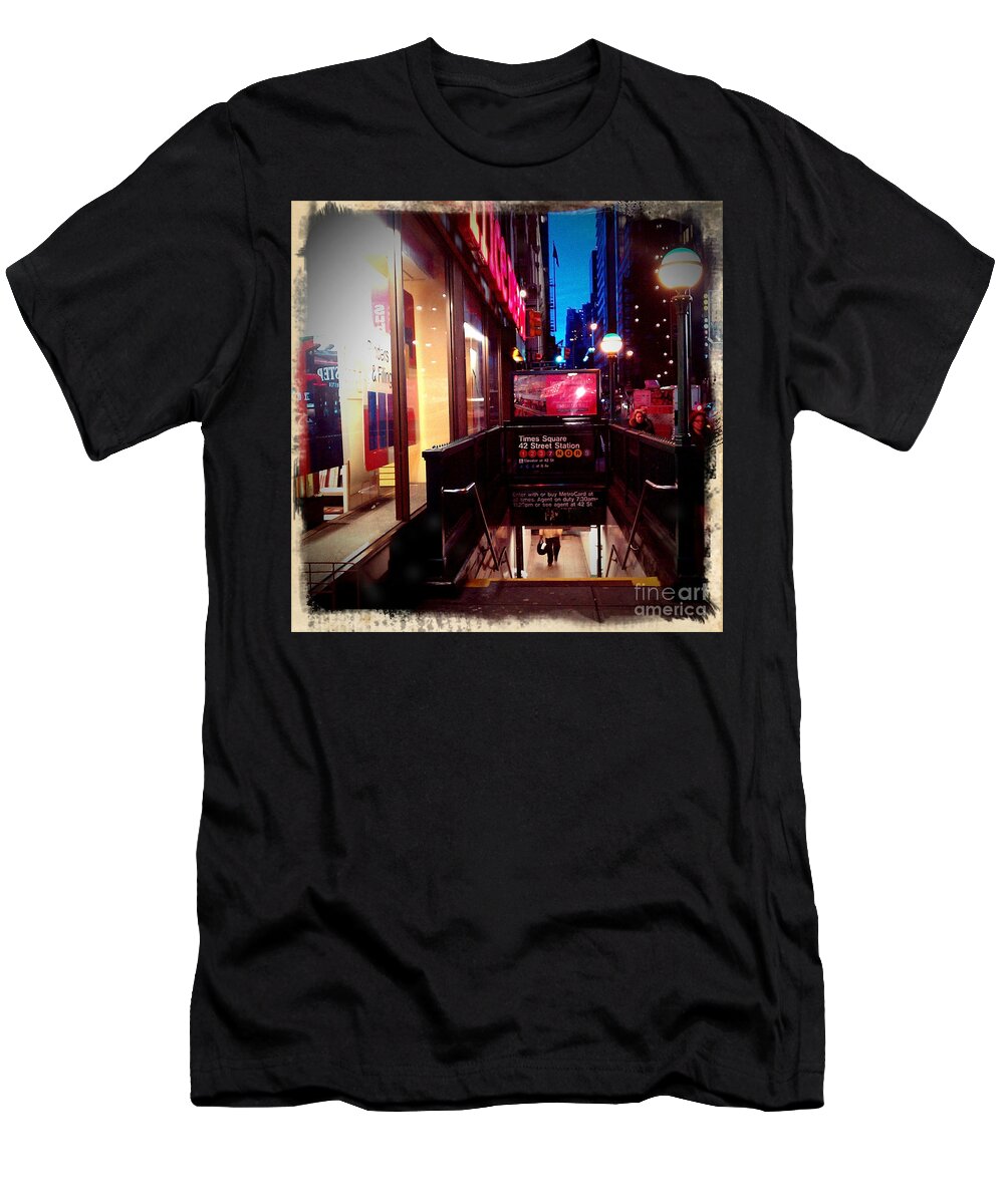 New York City T-Shirt featuring the photograph Times Square Station by James Aiken