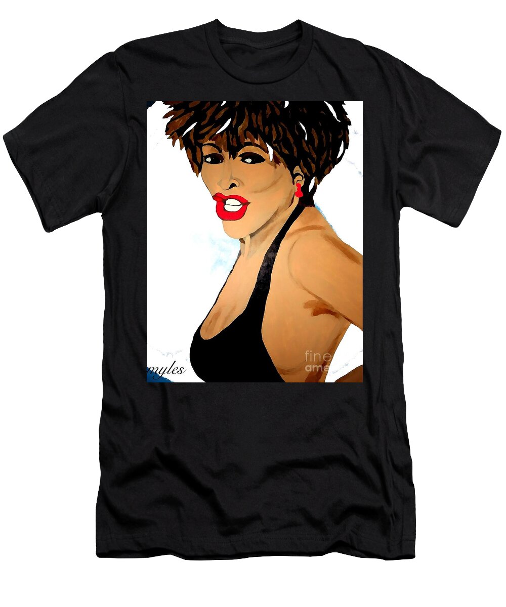 Tina Turner T-Shirt featuring the painting Tina Turner Fierce 3 by Saundra Myles