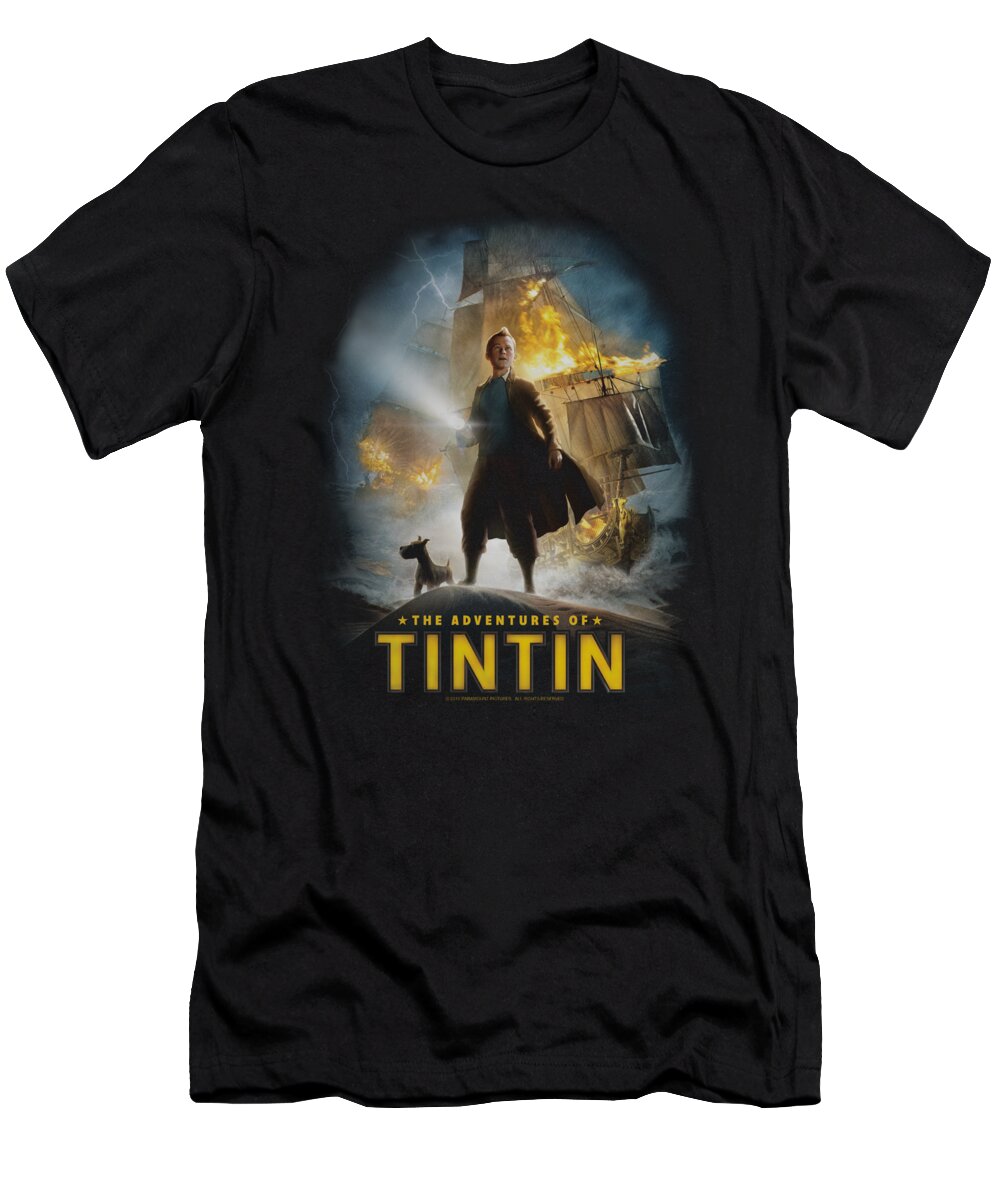 The Adventures Of Tintin T-Shirt featuring the digital art Tintin - Poster by Brand A