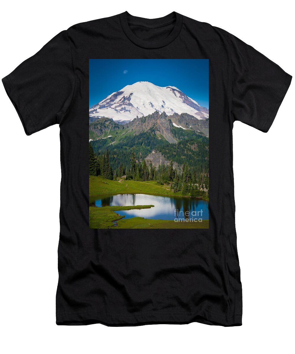 America T-Shirt featuring the photograph Tipsoo Moonset by Inge Johnsson