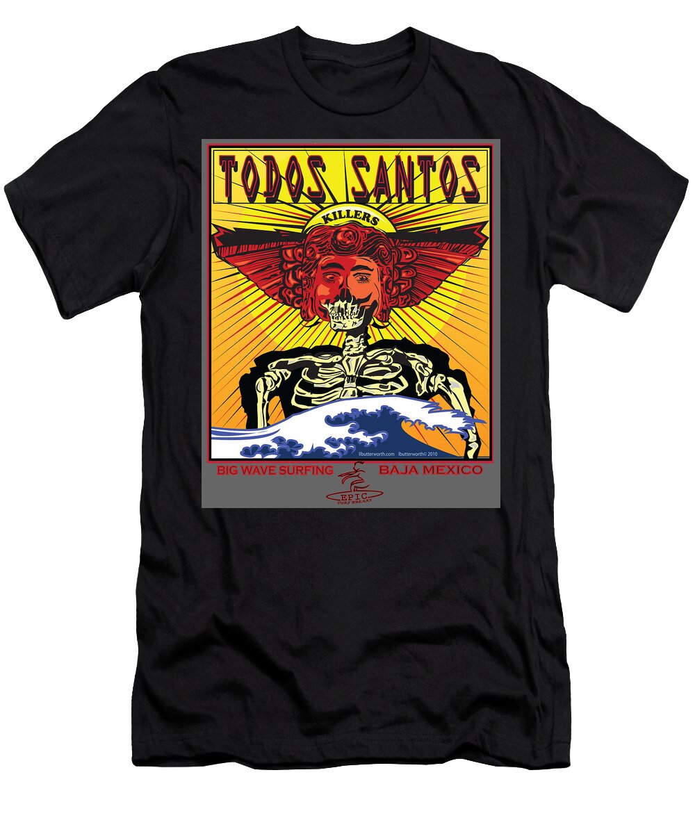 Surfing T-Shirt featuring the digital art Surfing Todos Santos Baja California Mexico by Larry Butterworth