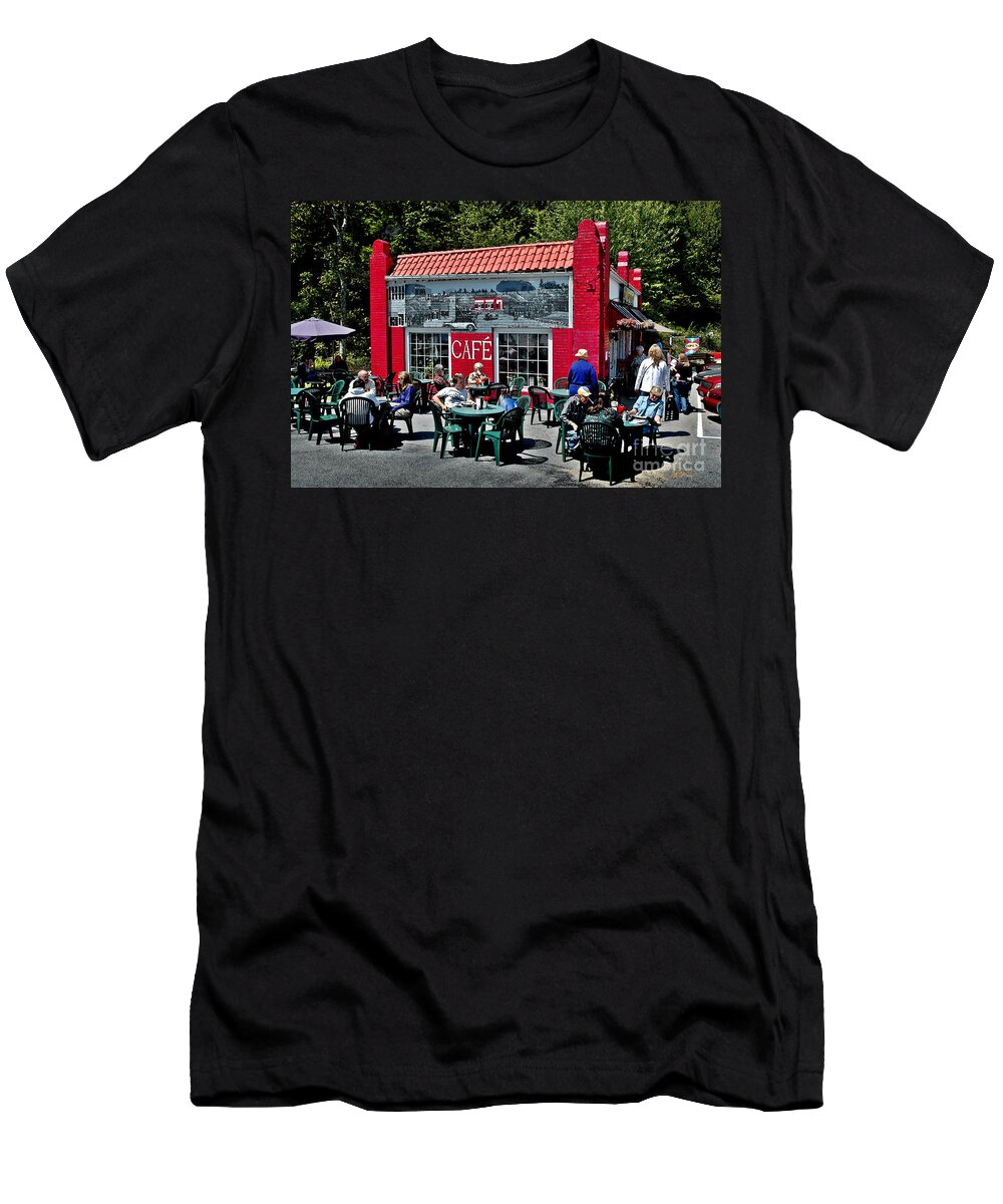 Pisgah National Forest T-Shirt featuring the digital art Tosh's Whistle Stop II Saluda NC by Jeff McJunkin