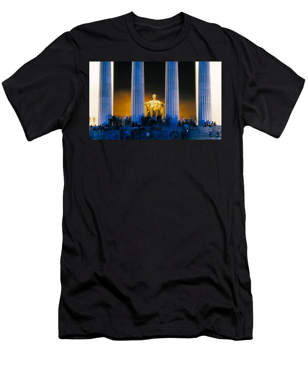 Photography T-Shirt featuring the photograph Tourists At Lincoln Memorial by Panoramic Images