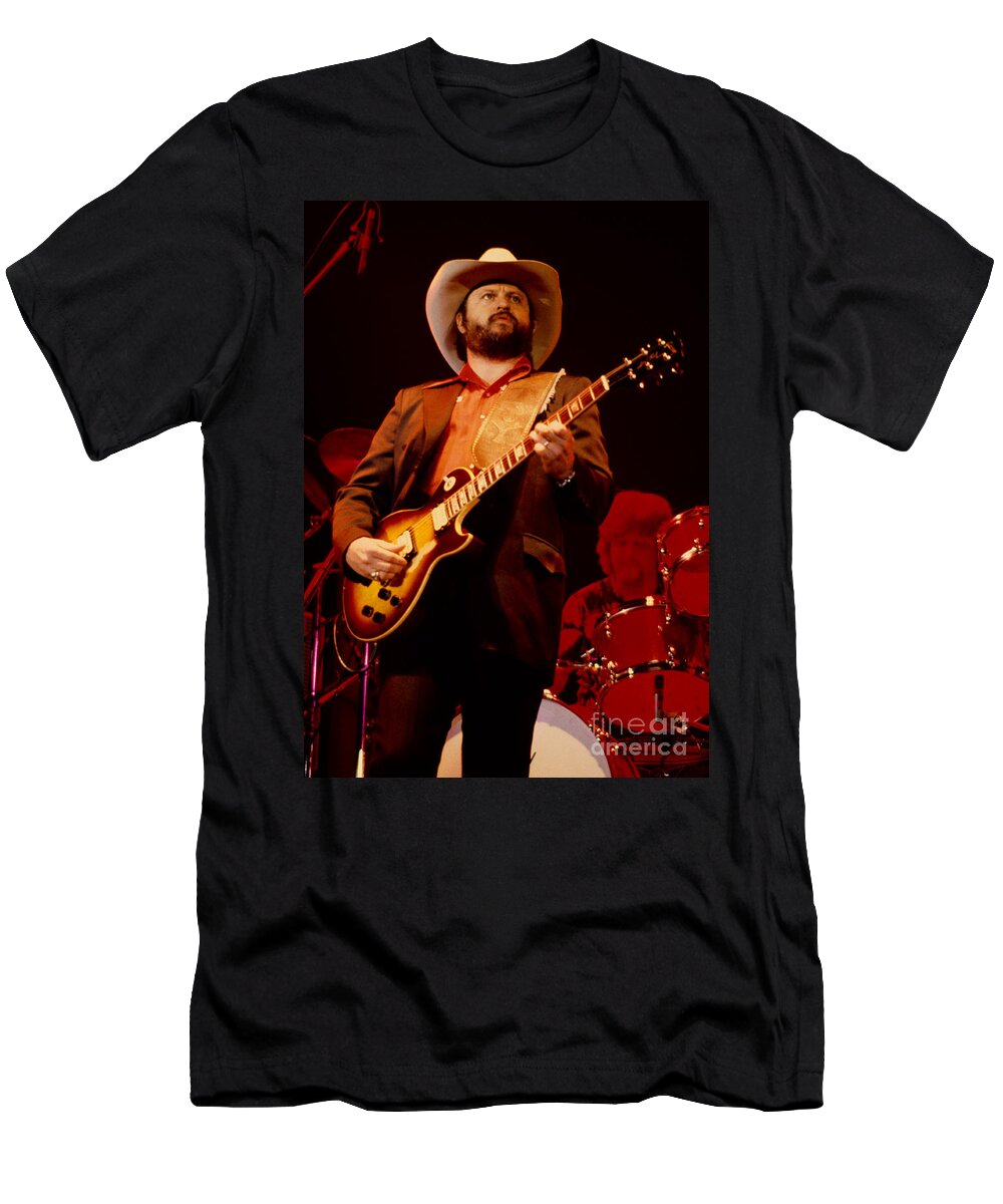 Concert Photos For Sale T-Shirt featuring the photograph Toy Caldwell of The Marshall Tucker Band at The Cow Palace by Daniel Larsen