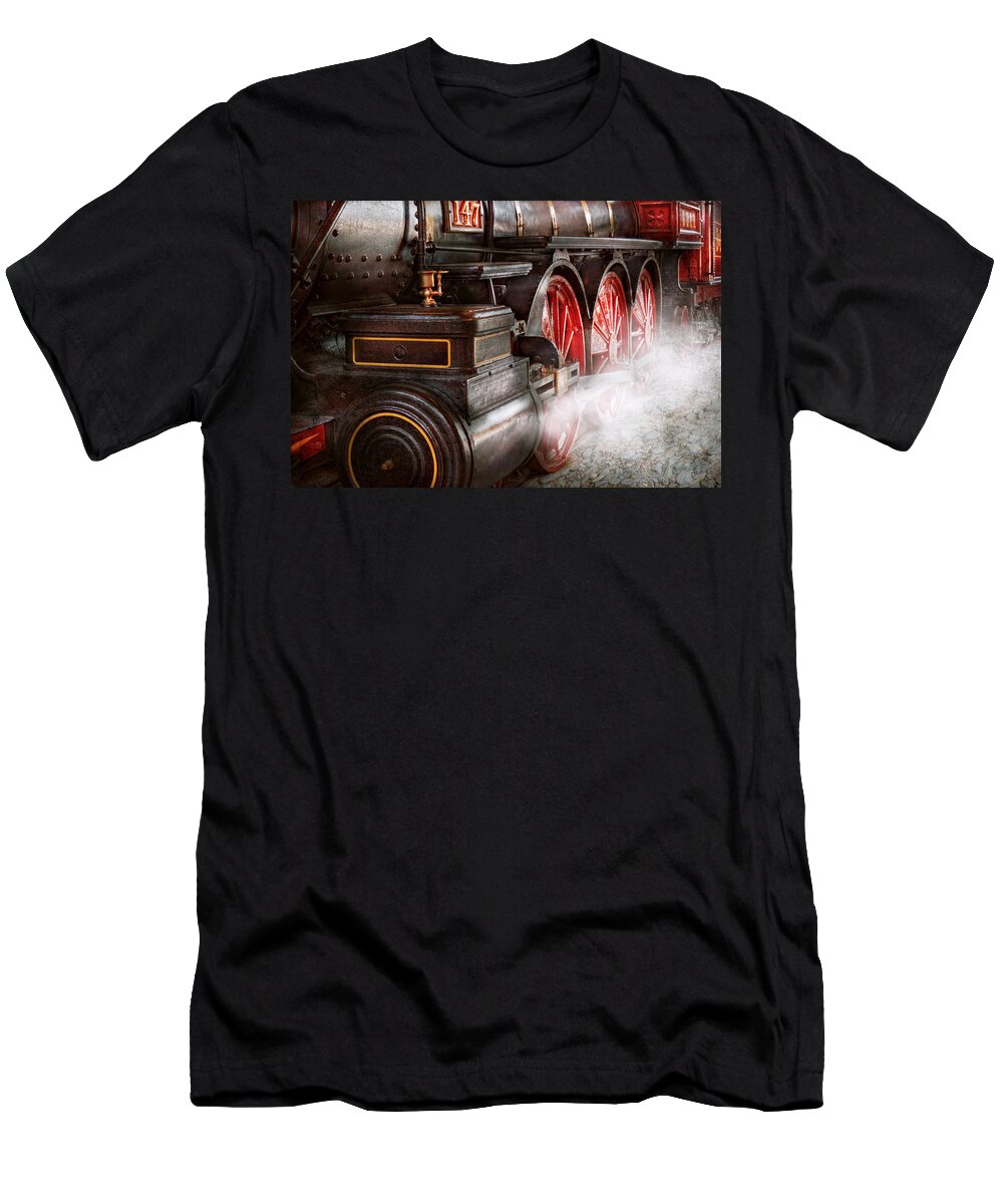 Savad T-Shirt featuring the photograph Train - Let off some steam by Mike Savad