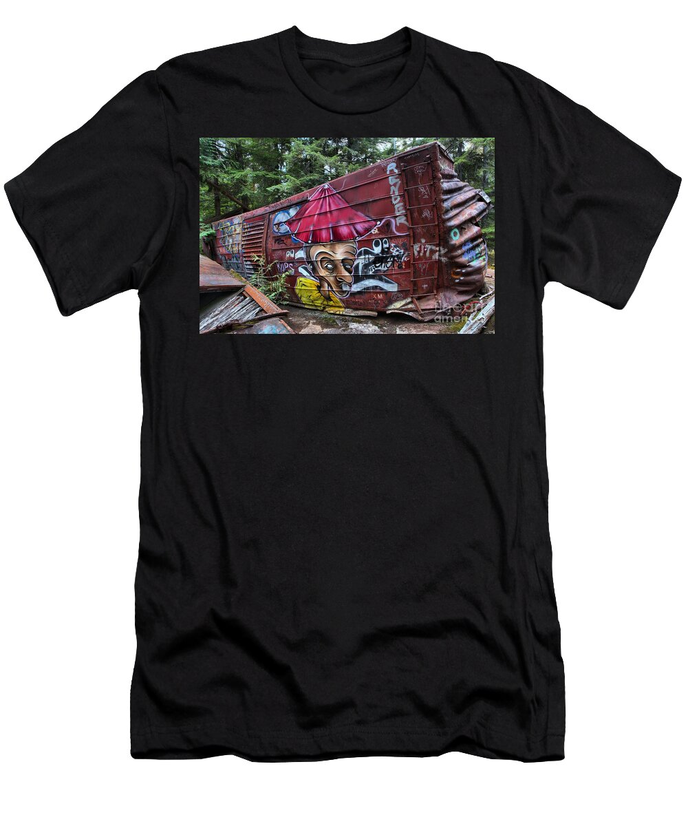 Old Train T-Shirt featuring the photograph Train Wreck Near The Cheakamus River by Adam Jewell