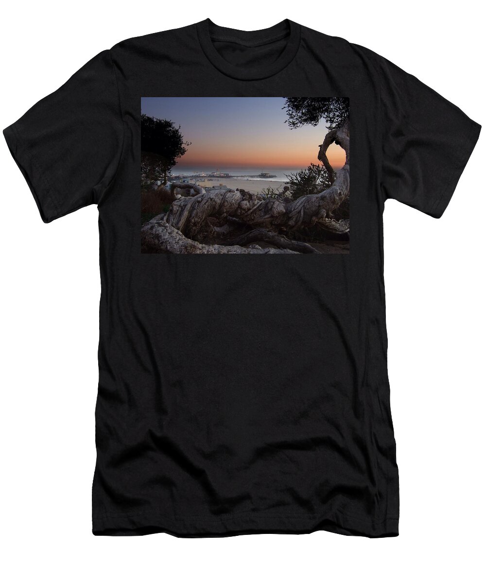 Beach T-Shirt featuring the photograph Tree and Pier by Steve Ondrus
