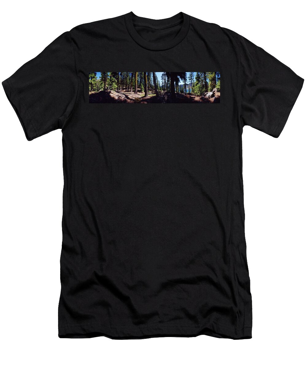 Photography T-Shirt featuring the photograph Trees In A Forest, Wizard Island by Panoramic Images