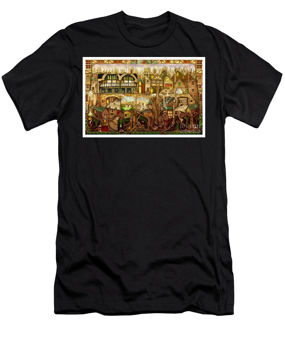 Colin Thompson T-Shirt featuring the digital art Treetown by MGL Meiklejohn Graphics Licensing