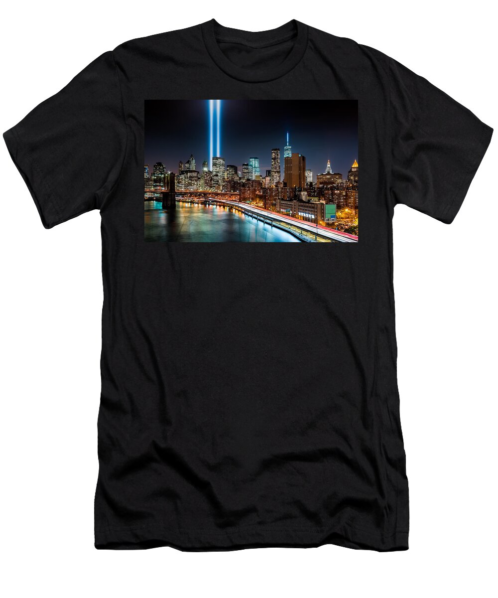 2014 T-Shirt featuring the photograph Tribute in Light memorial by Mihai Andritoiu