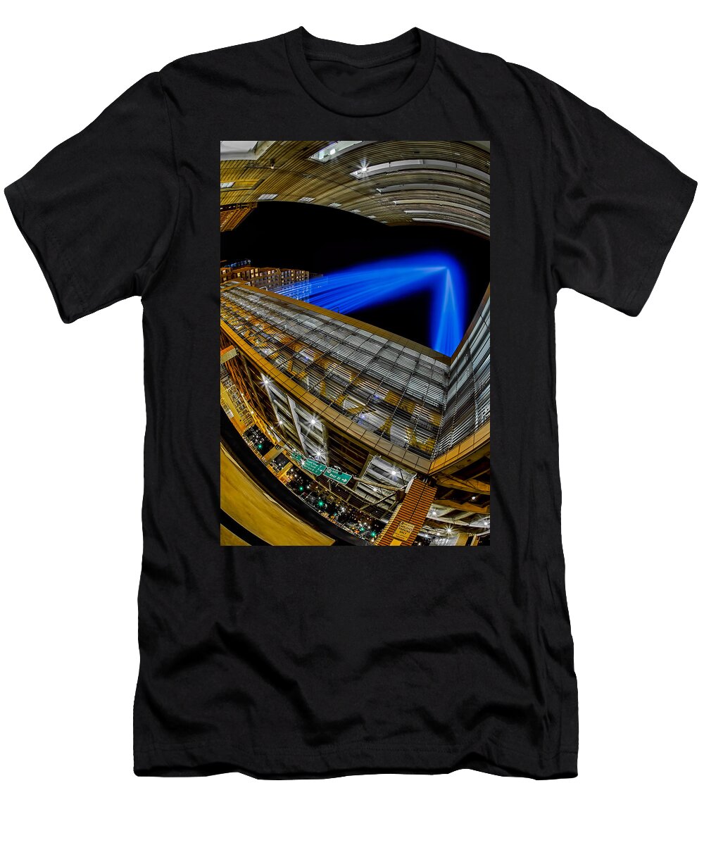 Tribute In Light T-Shirt featuring the photograph Tribute In Lights 9 11 2012 by Susan Candelario
