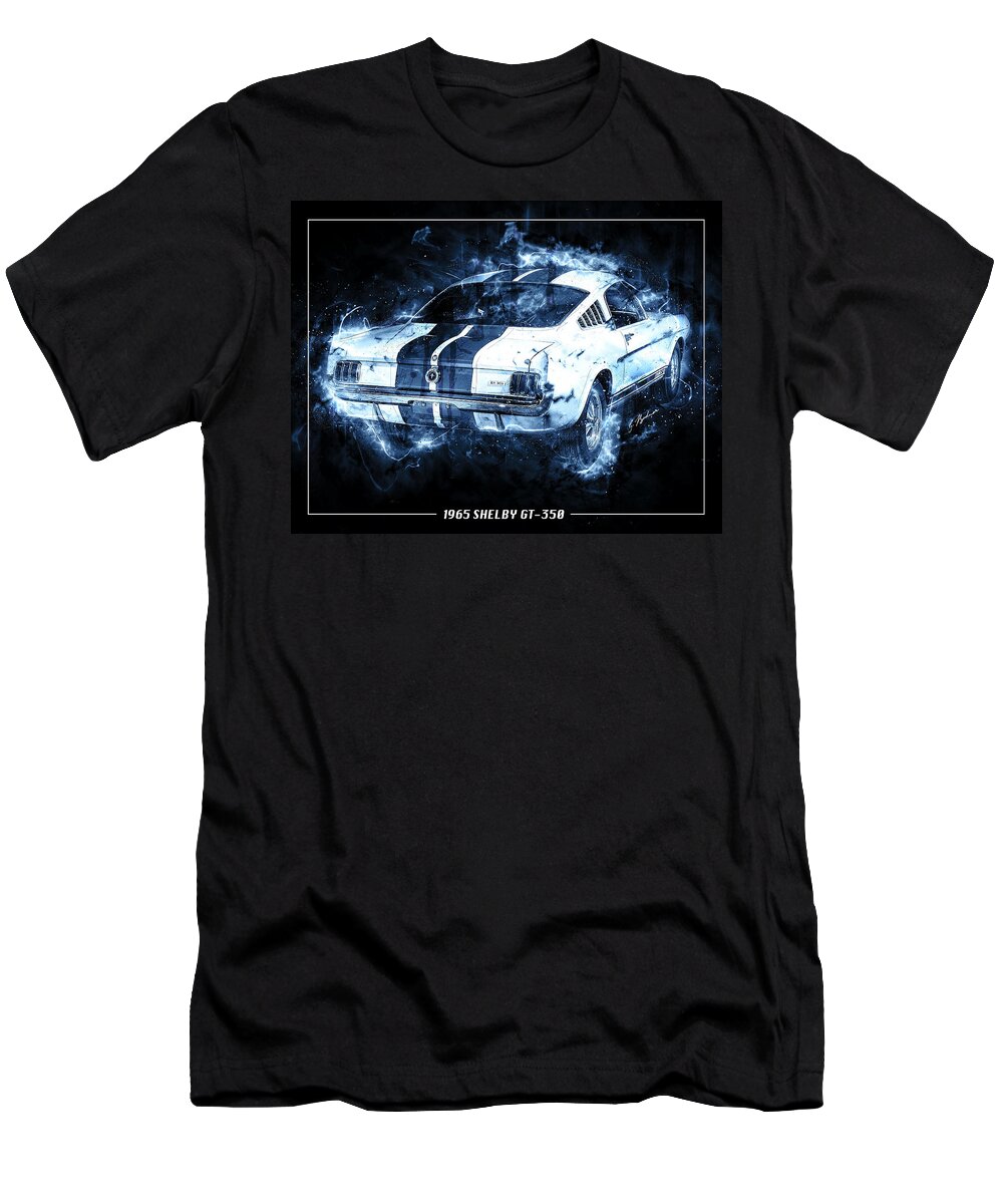 Mustang T-Shirt featuring the digital art Blue Lightening by Gary Bodnar