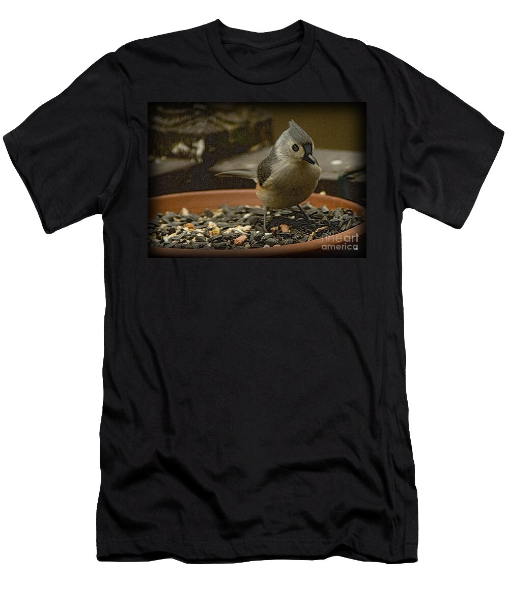 Bird T-Shirt featuring the photograph Tufted Titmouse 2 by Sandra Clark