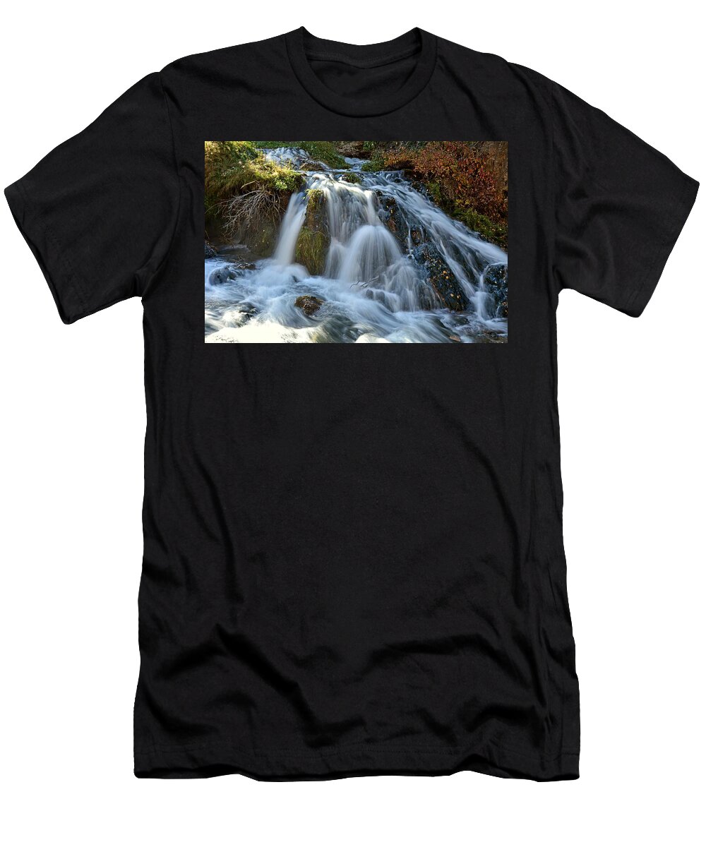 Waterfall T-Shirt featuring the photograph Tumbling Waters by Fiskr Larsen