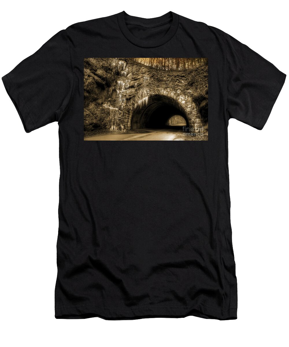 Tunnel T-Shirt featuring the photograph Tunnel Through The Smokies by Michael Eingle