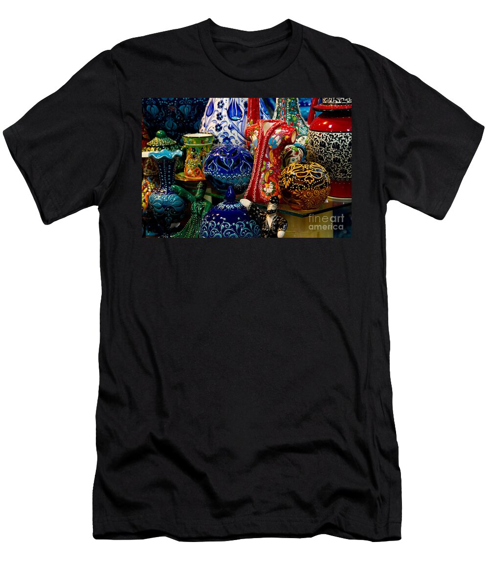 Grand Bazaar T-Shirt featuring the photograph Turkish Ceramic Pottery 2 by David Smith
