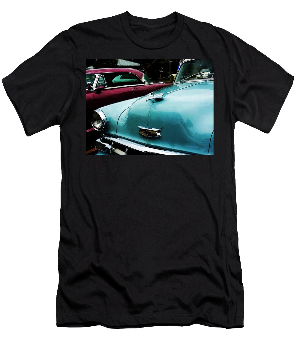 Car T-Shirt featuring the photograph Turquoise Bel Air by Susan Savad