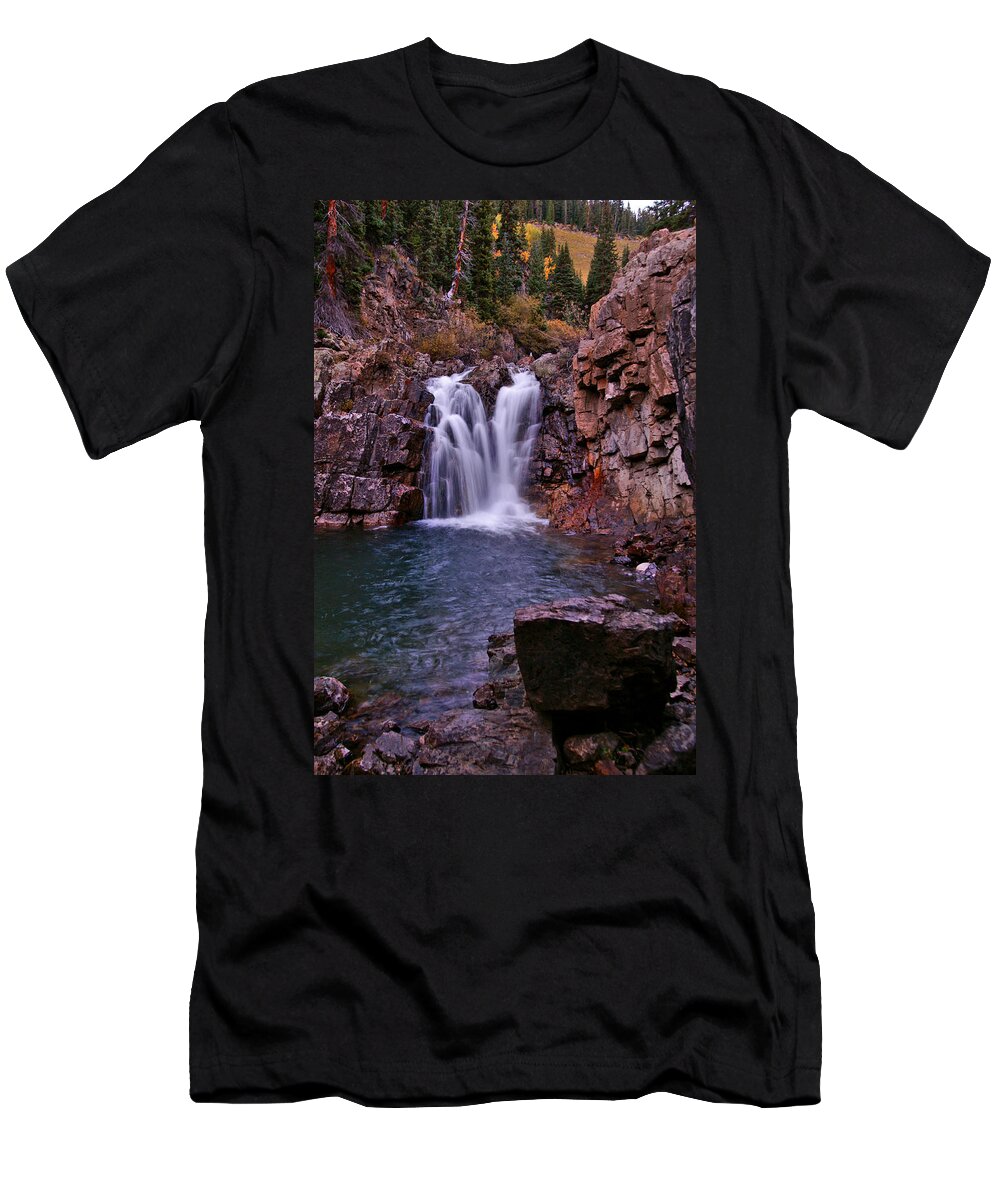 Colorado T-Shirt featuring the photograph Twilight Falls 2 by Jeremy Rhoades
