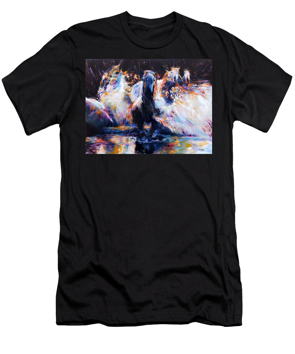 Horses T-Shirt featuring the painting Unbridled by Jennifer Hickman