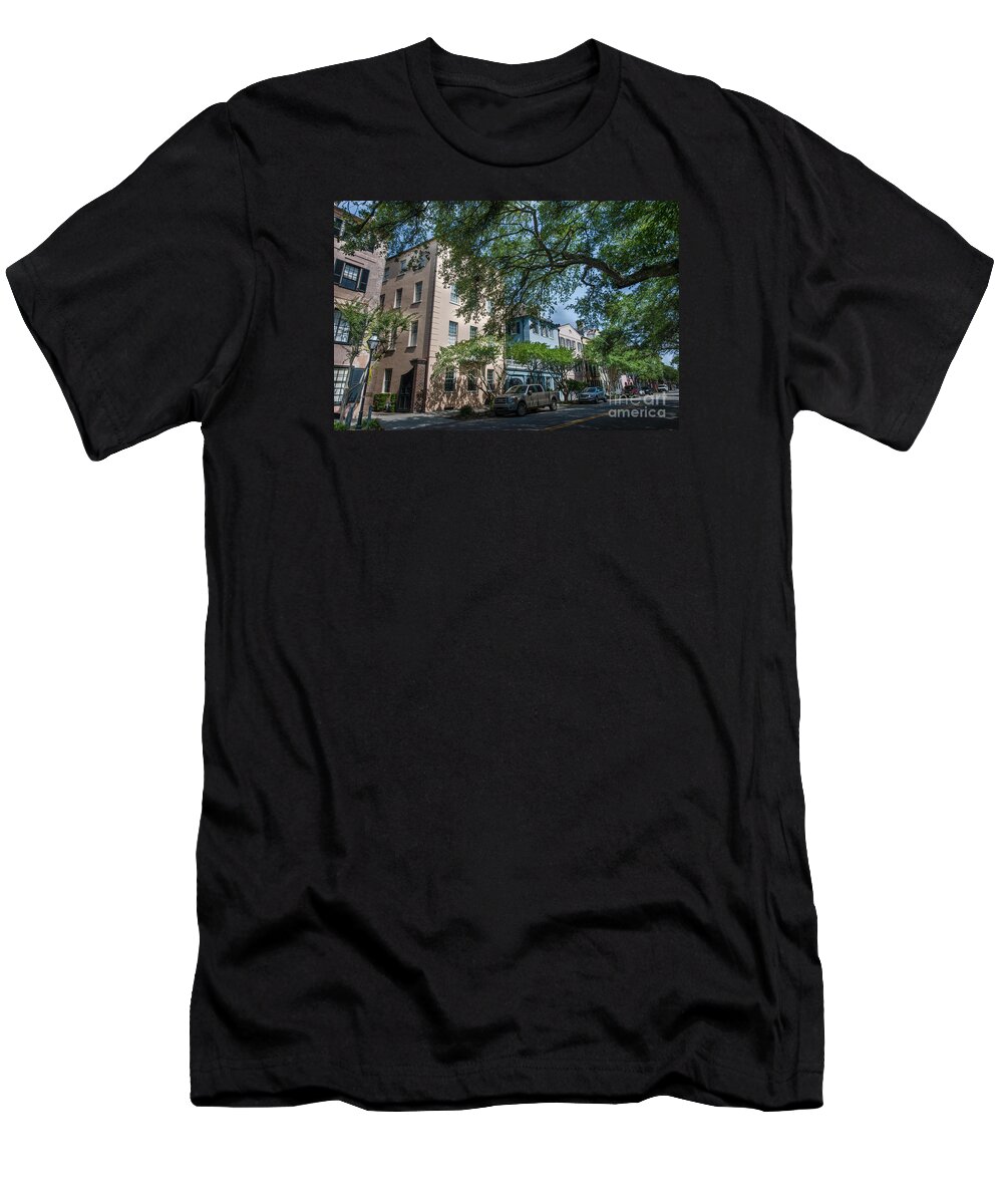 Rainbow Row T-Shirt featuring the photograph Under the Shade by Dale Powell