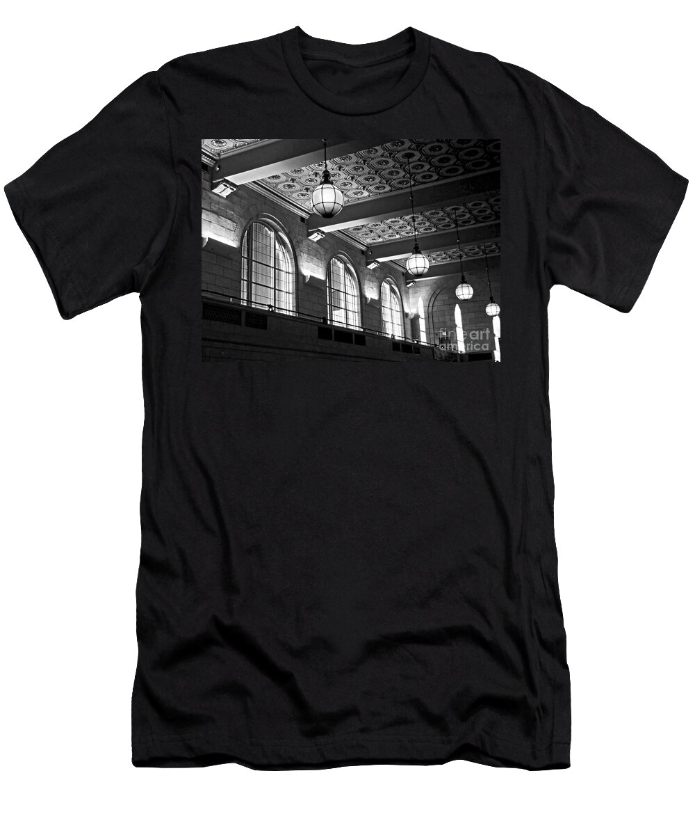 New Haven T-Shirt featuring the photograph Union Station Balcony - New Haven by James Aiken