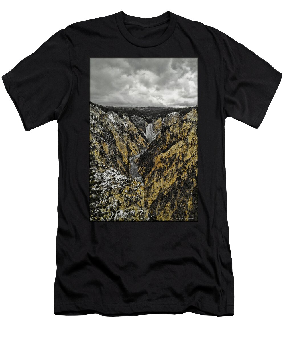 Yellowstone T-Shirt featuring the photograph Lower Yellowstone Falls by Erika Fawcett