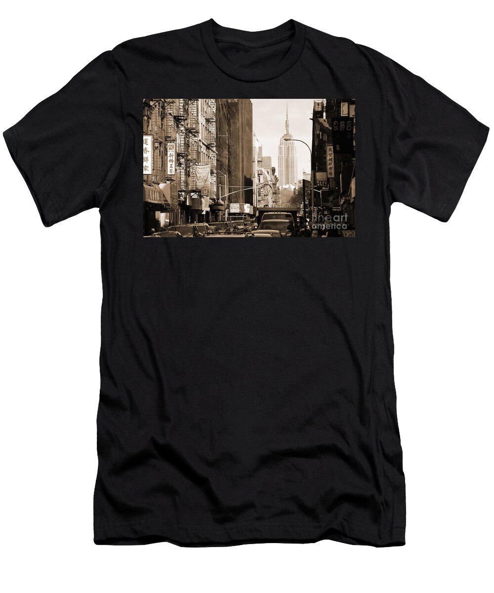 Chinatown T-Shirt featuring the photograph Vintage Chinatown and Empire State by RicardMN Photography