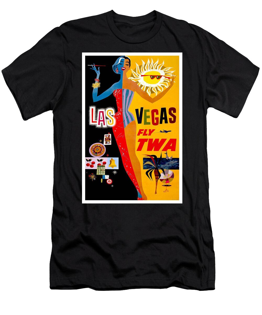 Las Vegas T-Shirt featuring the digital art Vintage Travel Poster - Las Vegas by Georgia Clare