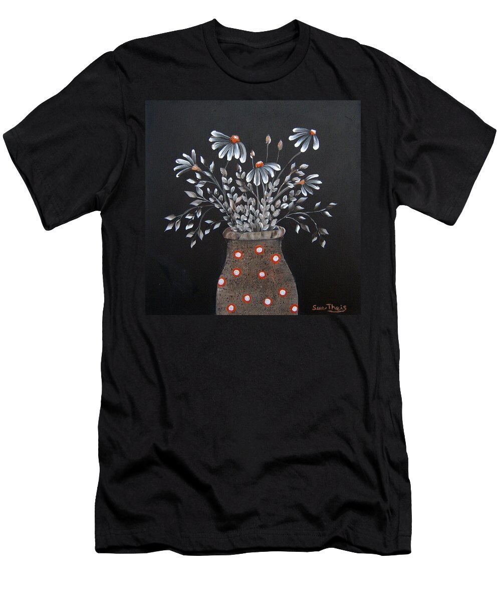 Flowers T-Shirt featuring the painting Wake Up and See the Flowers by Suzanne Theis