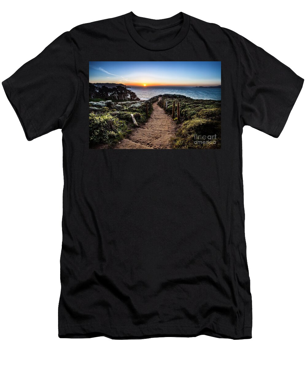 Landscape T-Shirt featuring the photograph Walk to the Sunset by Steven Reed