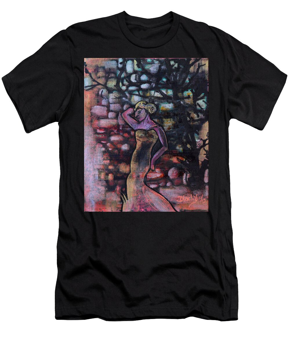 Woman T-Shirt featuring the painting Walking Into The Twilight by Donna Blackhall