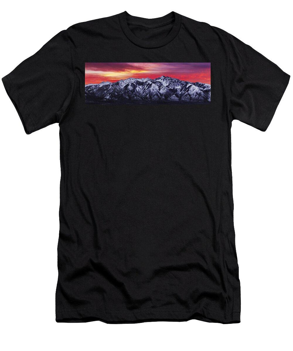 Sky T-Shirt featuring the photograph Wasatch Sunrise 3x1 by Chad Dutson