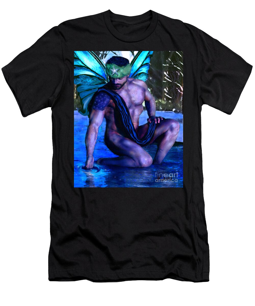 Fantasy T-Shirt featuring the digital art Water Fairy Prince by Kami Catherman