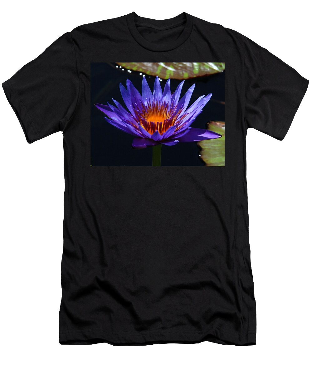 Purple T-Shirt featuring the photograph Water Lily 003 by Larry Ward