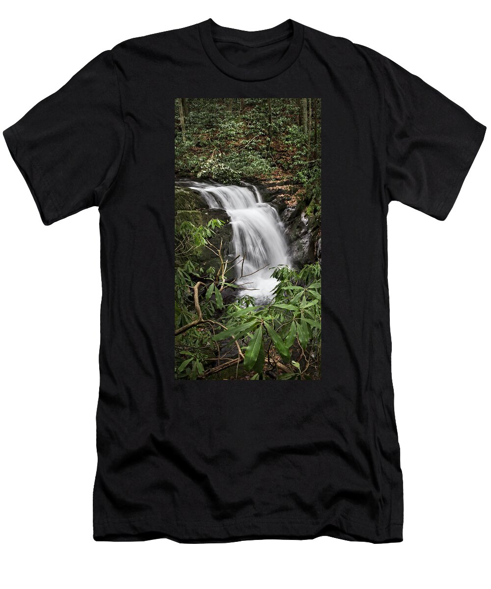 Appalachia T-Shirt featuring the photograph Waterfall Panorama by Debra and Dave Vanderlaan