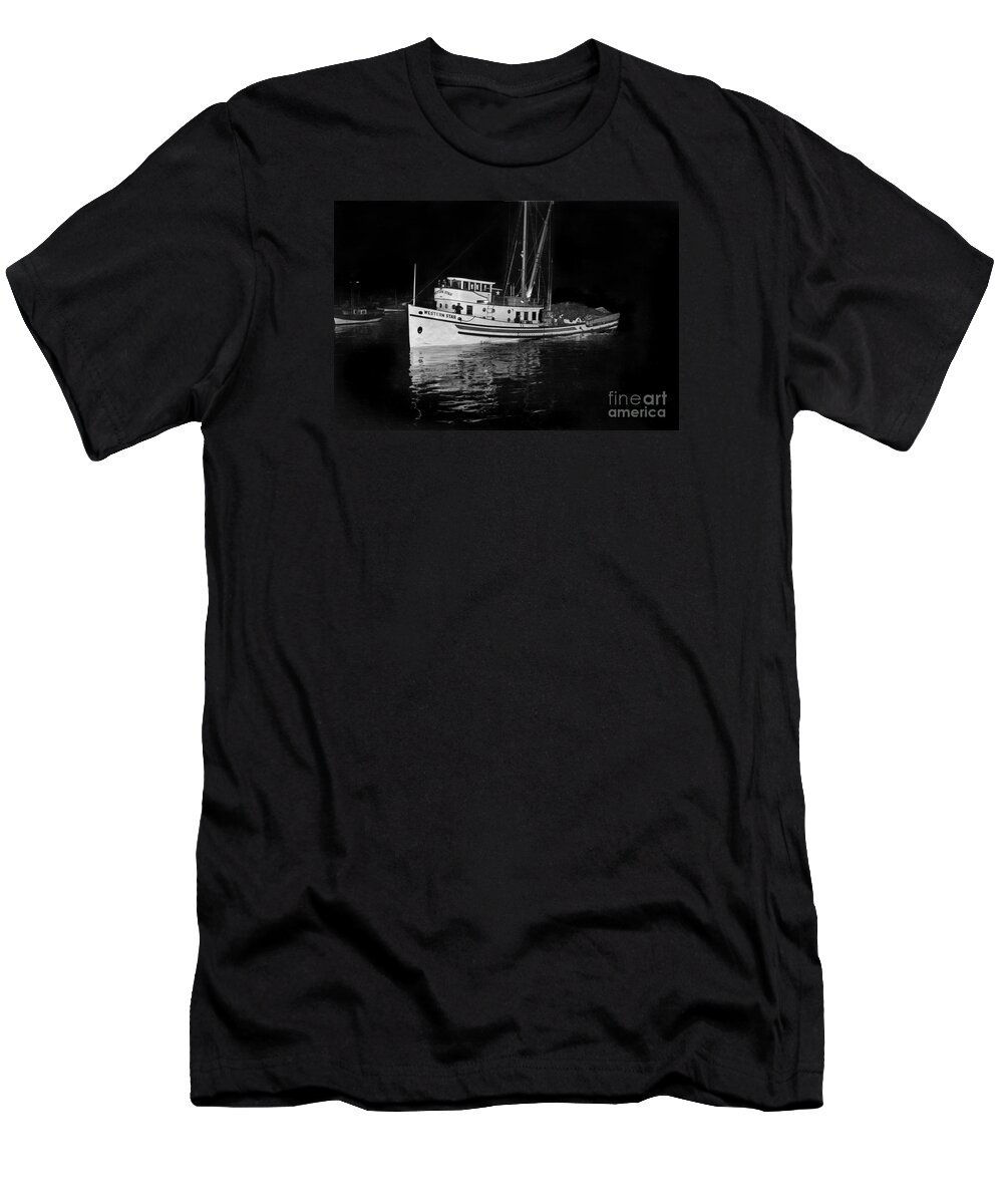 Purse Seiners T-Shirt featuring the photograph Western Star Purse seiner with a deck load of fish Monterey circa 1940 by Monterey County Historical Society