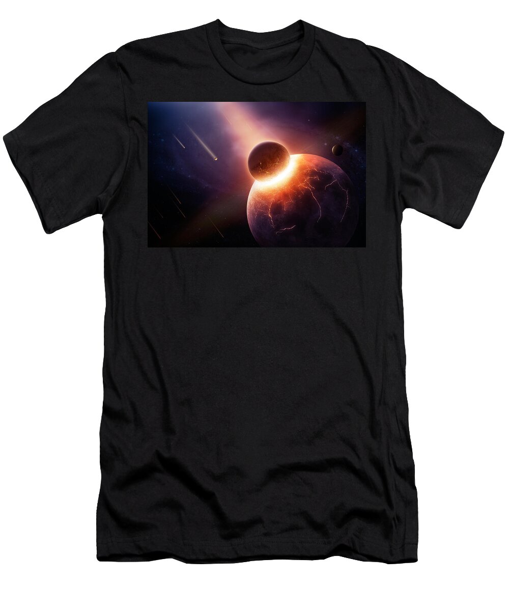 Earth T-Shirt featuring the photograph When planets collide by Johan Swanepoel