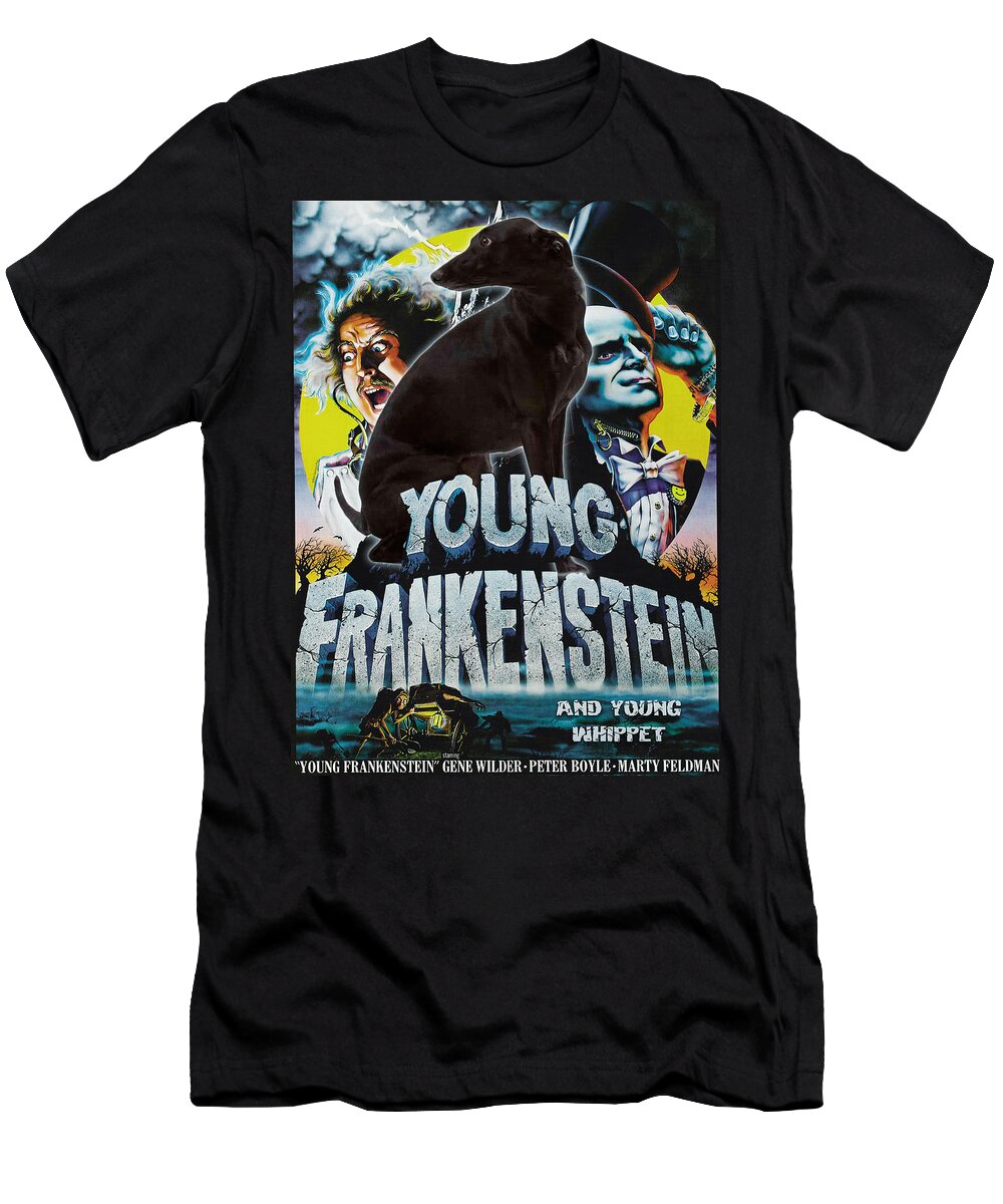 Whippet T-Shirt featuring the painting Whippet Art Canvas Print - Young Frankenstein Movie Poster by Sandra Sij