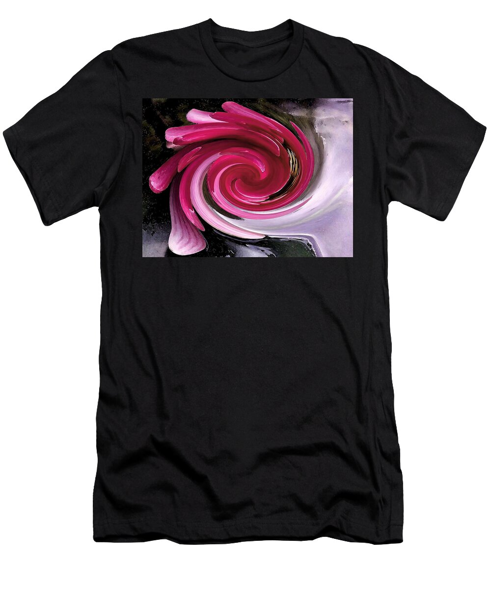 Red T-Shirt featuring the photograph Whirlaway - Magenta by Carolyn Jacob