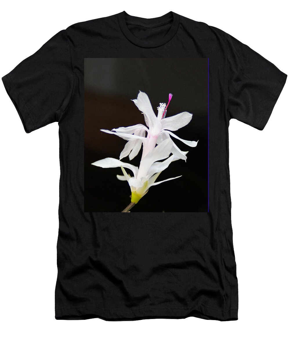 Photograph T-Shirt featuring the photograph White Christmas Cactus by M Three Photos