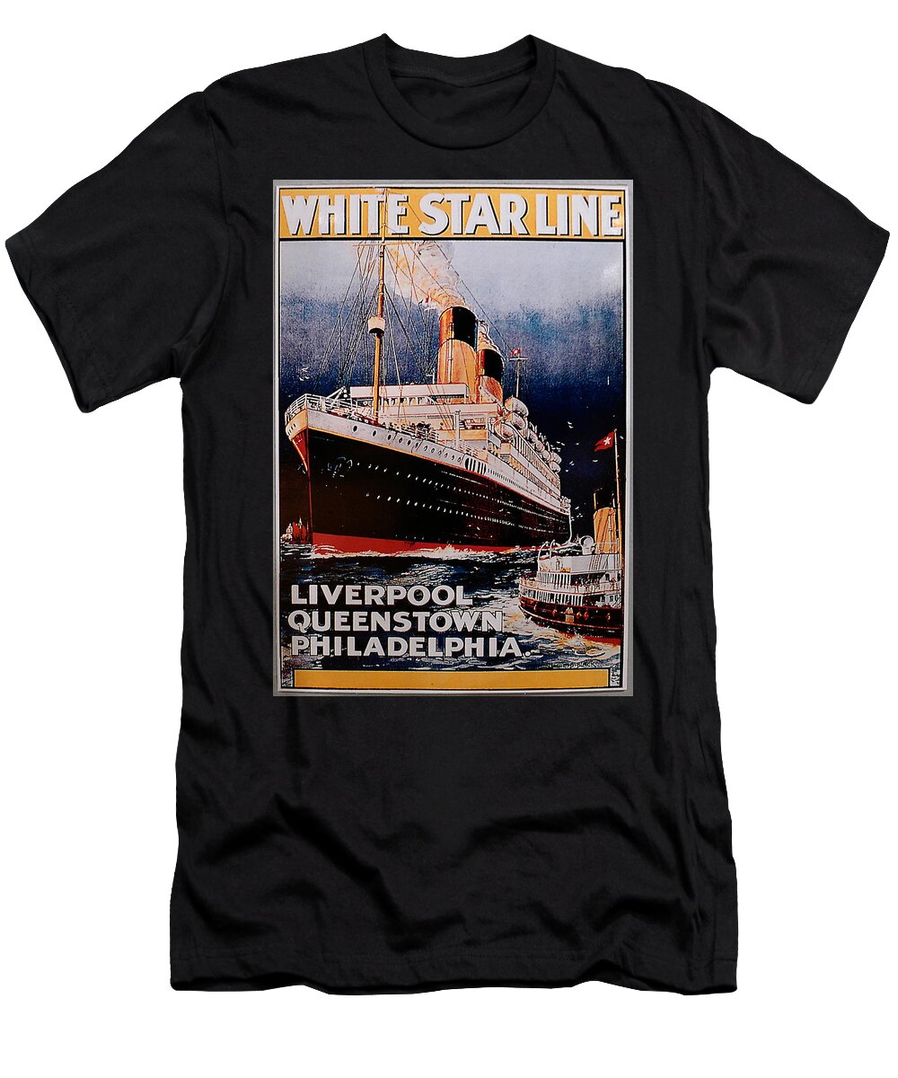 Titanic T-Shirt featuring the photograph White Star Line Poster 1 by Richard Reeve