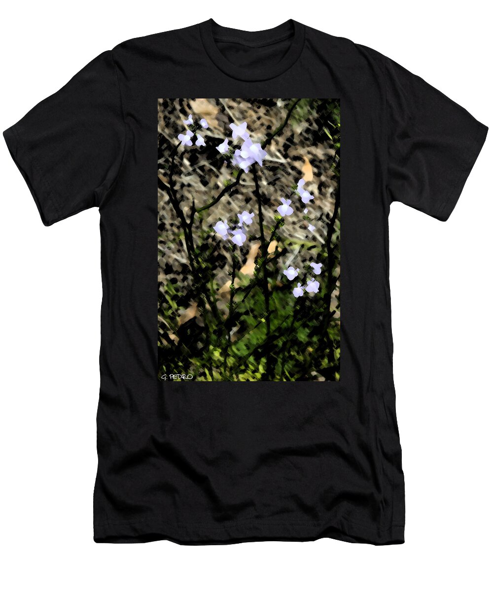 Spring T-Shirt featuring the painting Wild Lavender Flowers by George Pedro