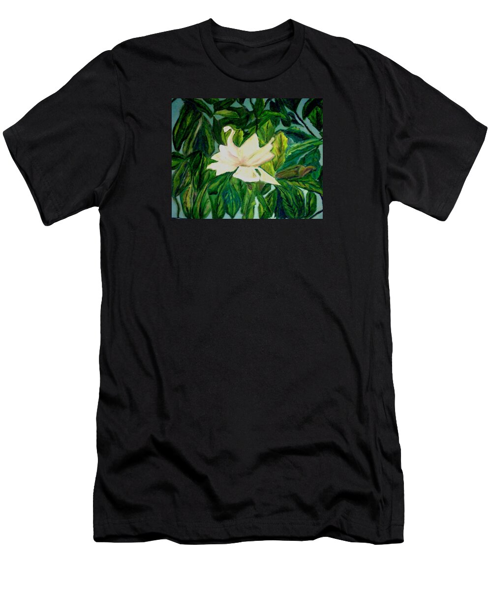 Flower T-Shirt featuring the painting Williamsburg Magnolia by Suzanne Berthier