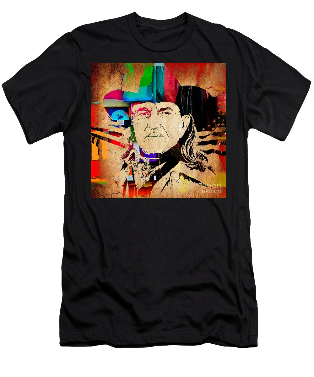 Willie Nelson T-Shirt featuring the mixed media Willie Nelson Collection by Marvin Blaine